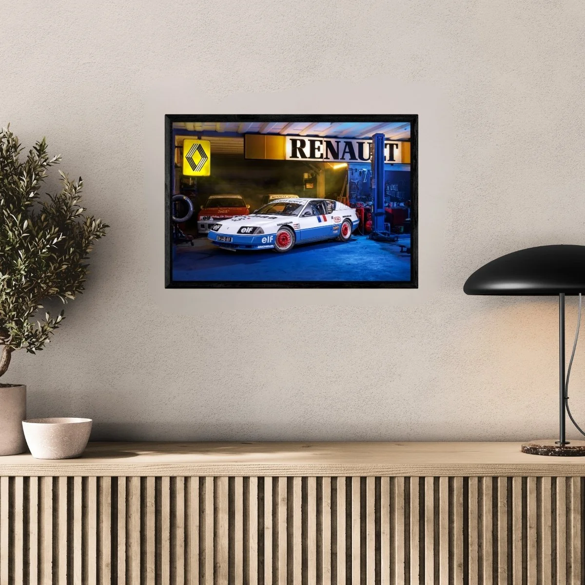 Photographie d’art Alpine GTA V6 Turbo Europacup tirage 40x60 cm avec caisse américaine – Night Car Studio