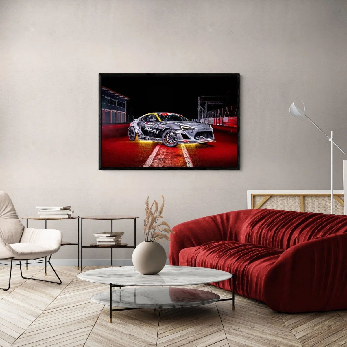 Photographie d’art Subaru BRZ Drift tirage 80x120 cm – Night Car Studio