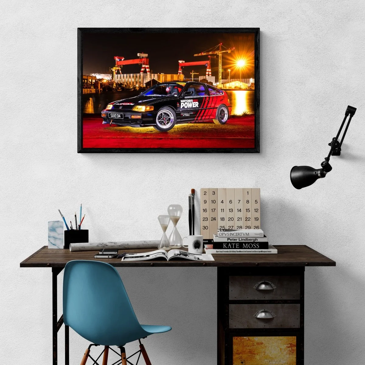Photographie d’art Honda CRX Nintendo Tribute tirage 60x90 cm – Night Car Studio