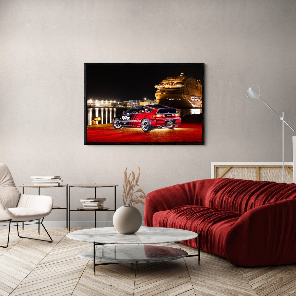 Photographie d’art Honda CRX Nintendo Custom tirage 80x120 cm – Night Car Studio