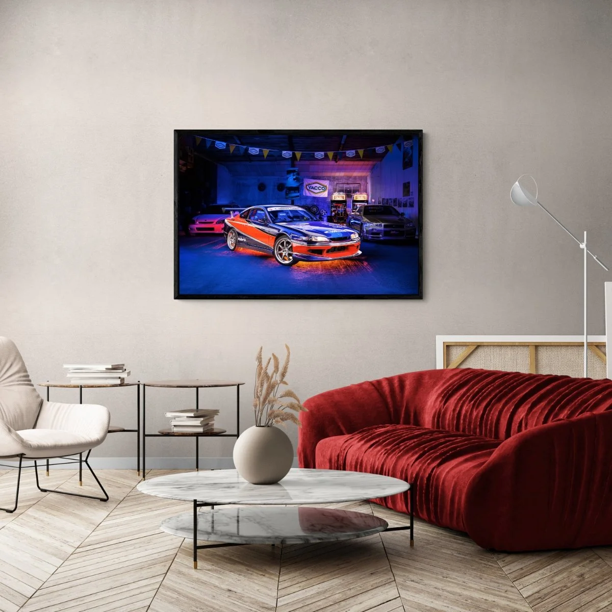 Photographie d’art Nissan Silvia S15 Mona Lisa Tokyo Drift tirage 80x120 cm – Night Car Studio