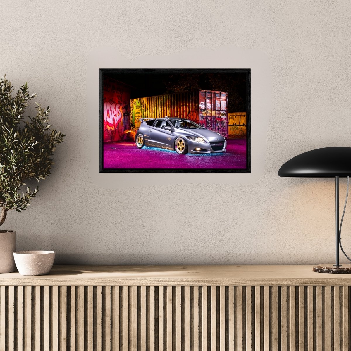 Photographie d’art Honda CR-Z Custom tirage 40x60 cm avec caisse américaine – Night Car Studio