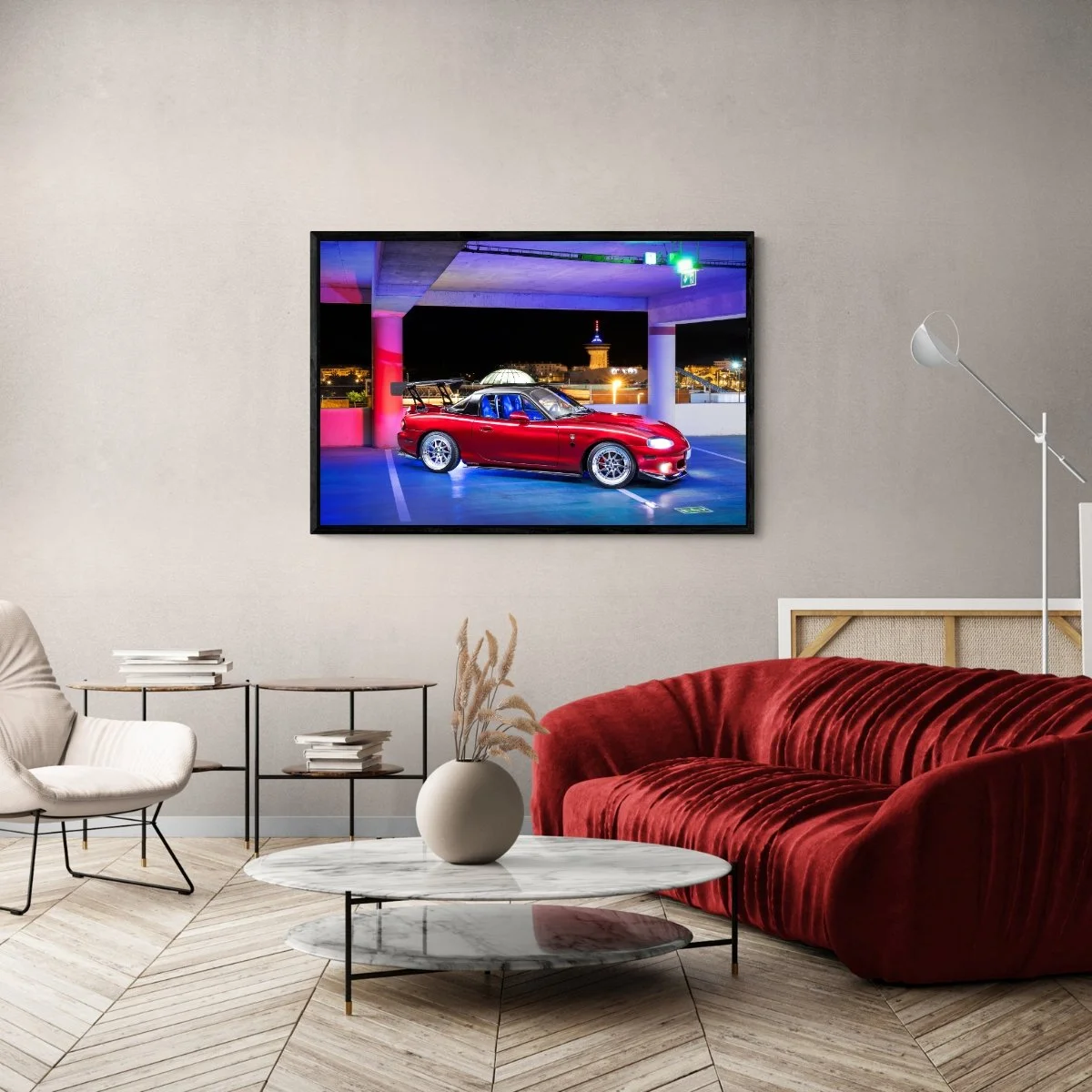 Photographie d’art Mazda MX-5 NB tirage 80x120 cm – Night Car Studio