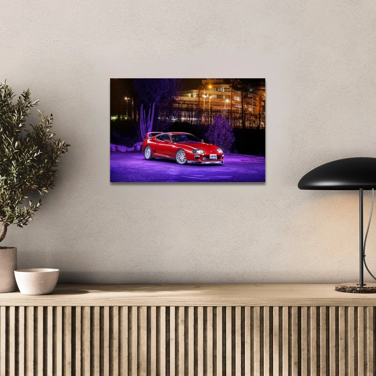 Photographie d’art Toyota Supra MKIV rouge tirage 40x60 cm – Night Car Studio