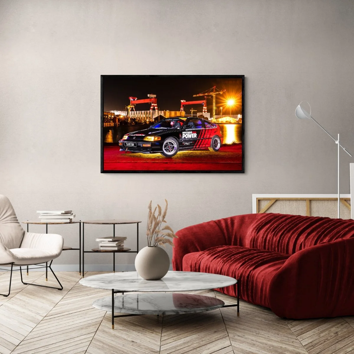 Photographie d’art Honda CRX Nintendo Tribute tirage 80x120 cm – Night Car Studio