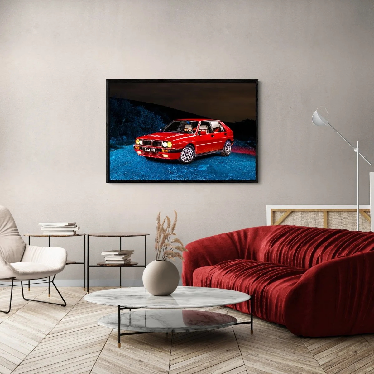 Photographie d’art Lancia Delta HF Integrale tirage 80x120 cm – Night Car Studio