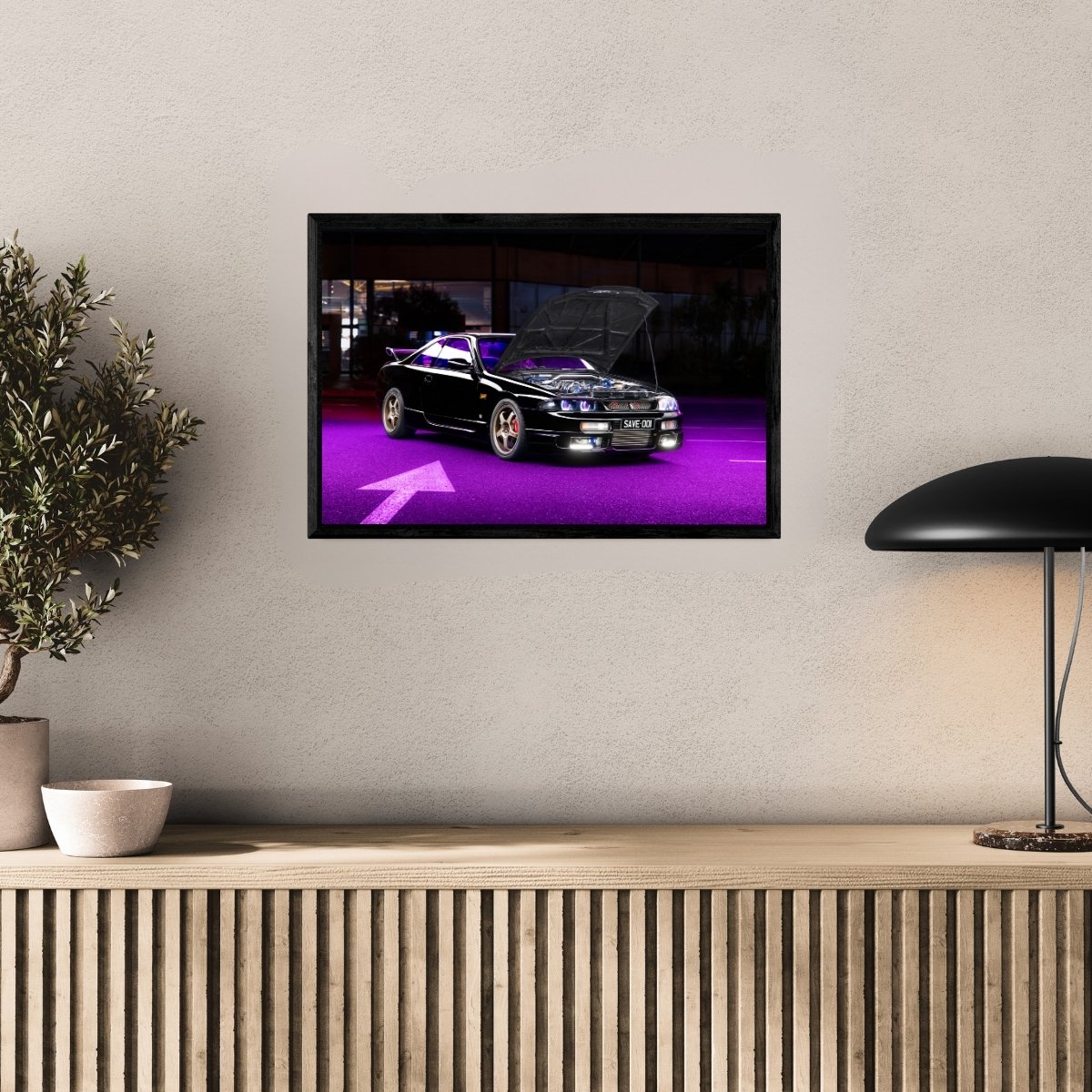 Photographie d’art Nissan Skyline R33 tirage 40x60 cm avec caisse américaine – Night Car Studio