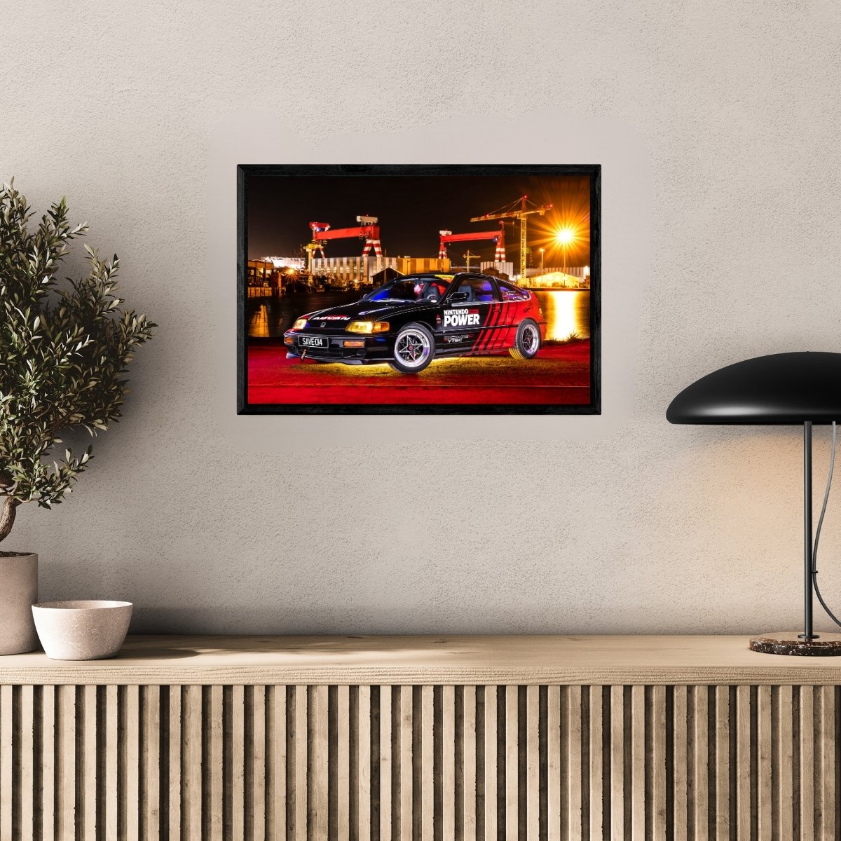 Photographie d’art Honda CRX Nintendo Tribute tirage 40x60 cm avec caisse américaine – Night Car Studio