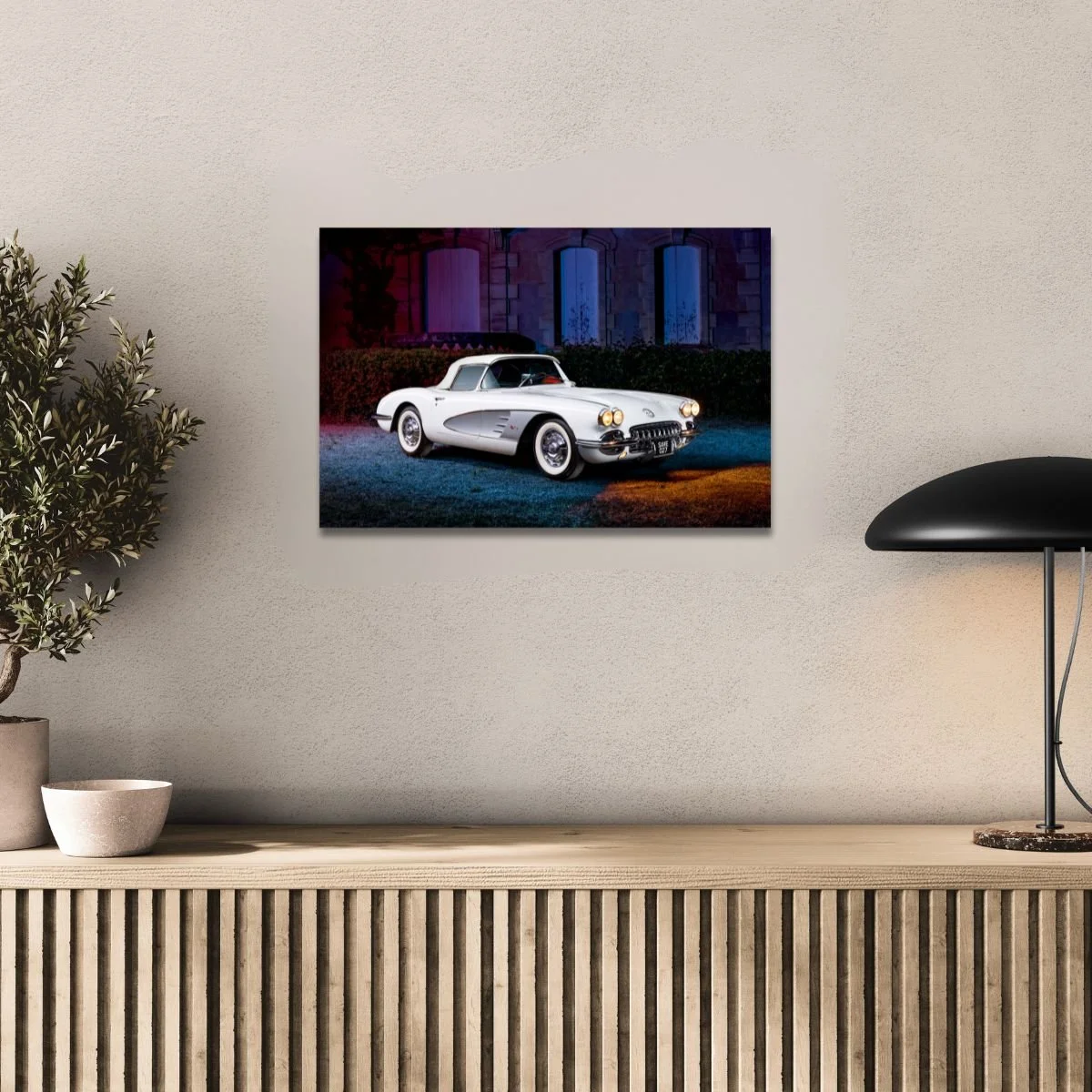 Photographie d’art Chevrolet Corvette C1 1958 tirage 40x60 cm – Night Car Studio