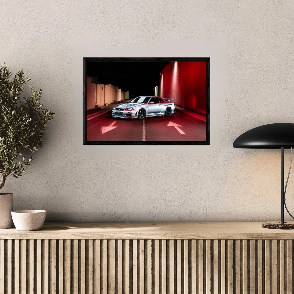 Photographie d’art Nissan Skyline R34 Z-Tune tirage 40x60 cm avec caisse américaine – Night Car Studio