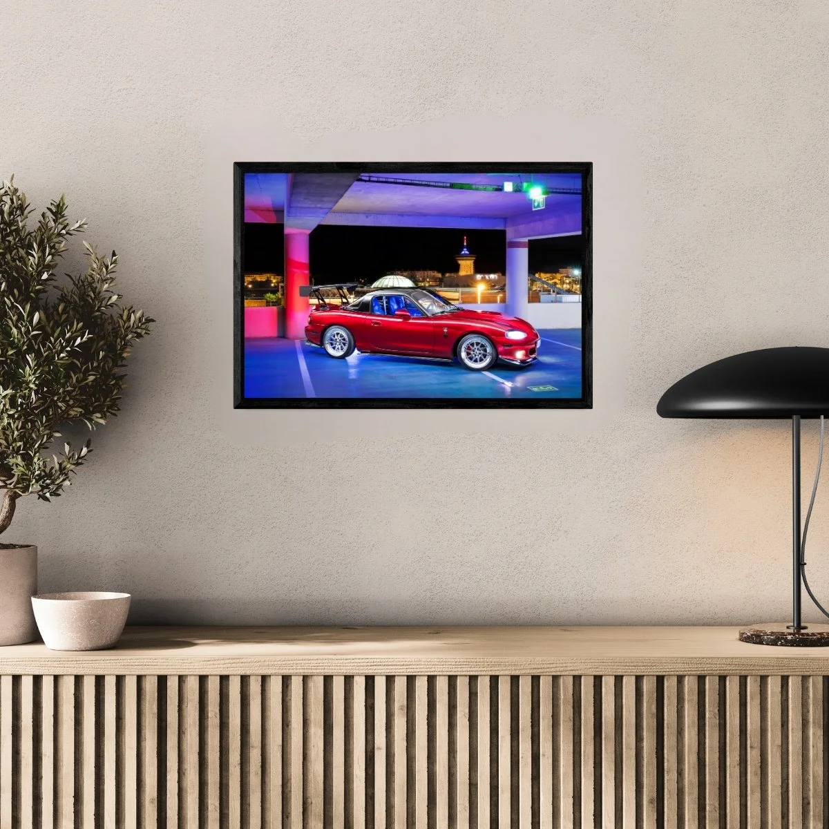 Photographie d’art Mazda MX-5 NB tirage 40x60 cm avec caisse américaine – Night Car Studio