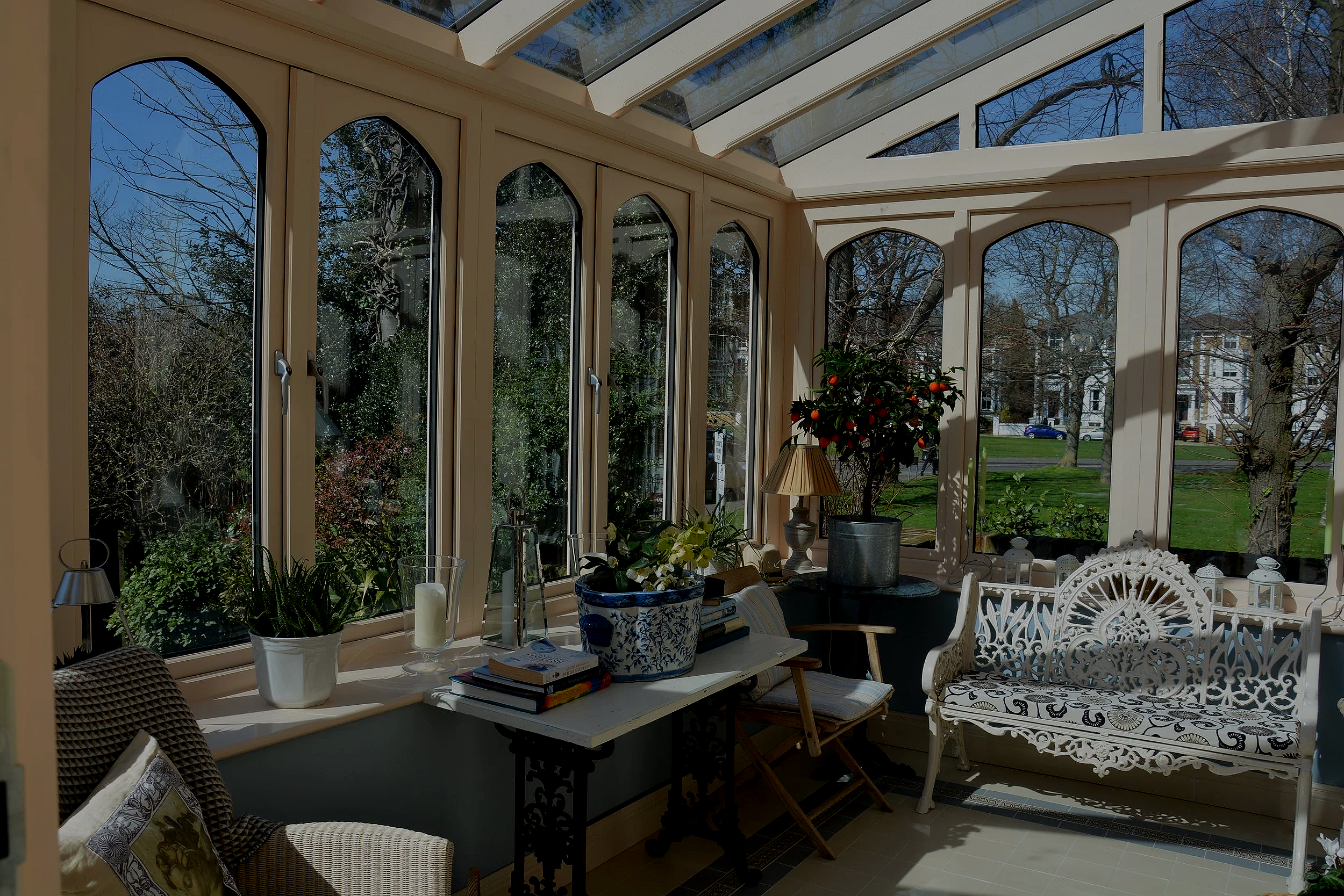 A thermally efficient garden room used as a luxury lounge during a Somerset winter.