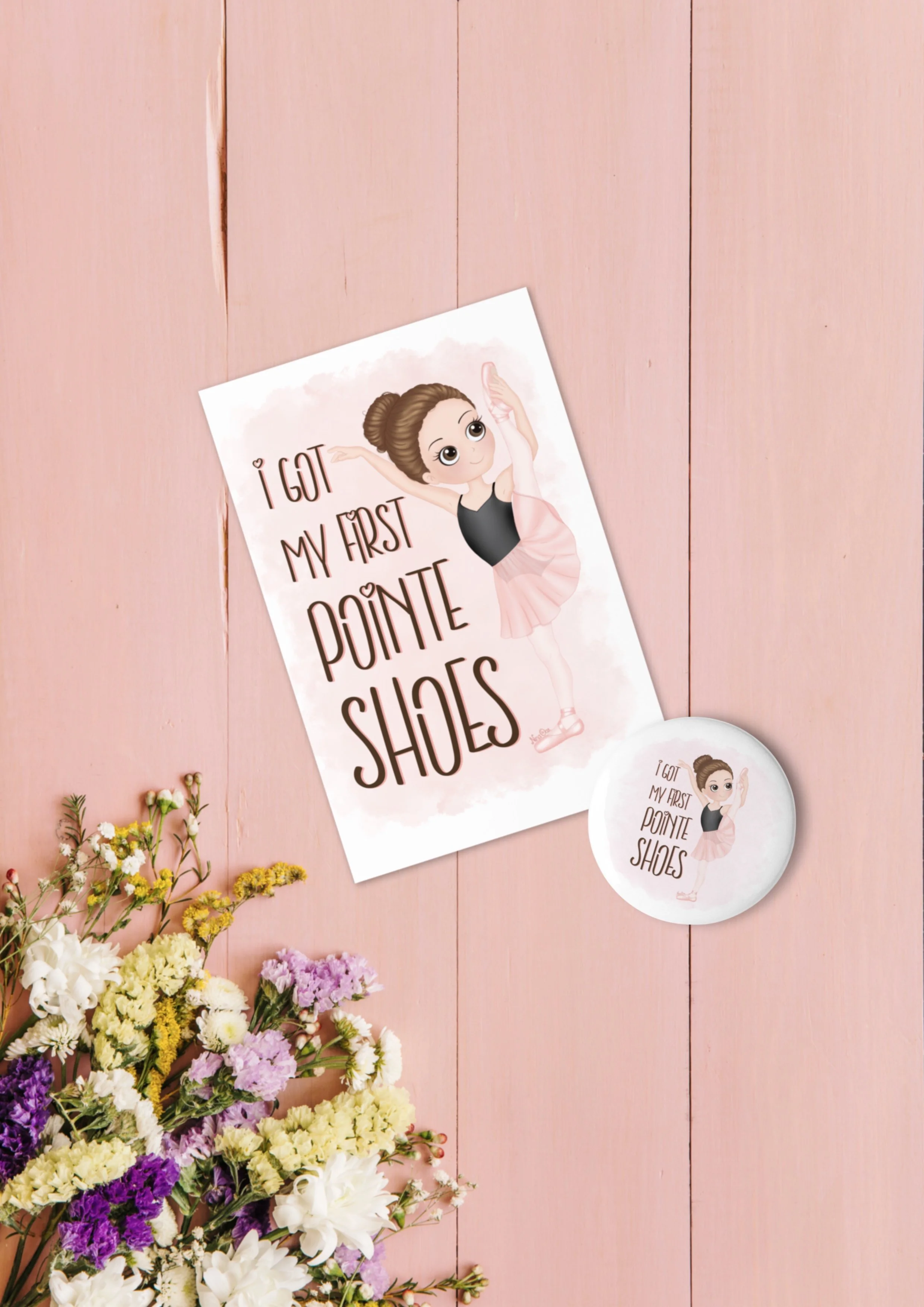 My First Pointe Shoes Set - Greeting Card + Pin