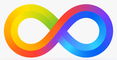 A colorful infinity symbol with a rainbow gradient
