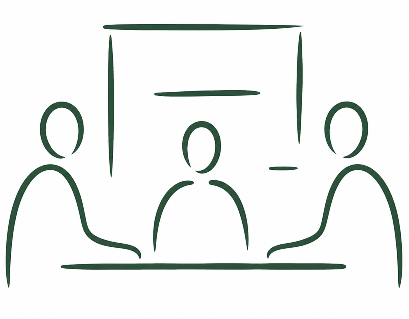 Targeted workshop for educators and community leaders. Line drawing of four people sitting around a table, with a speech bubble above them.