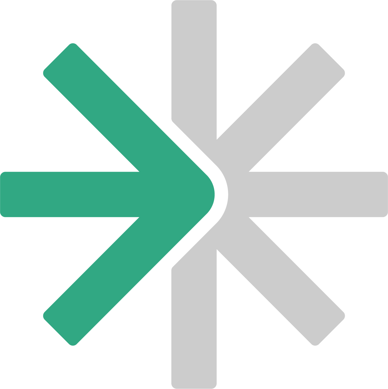 The Emanate Logo - a starburst graphic stylised with an arrow pointing to the right, in teal and light grey colours.