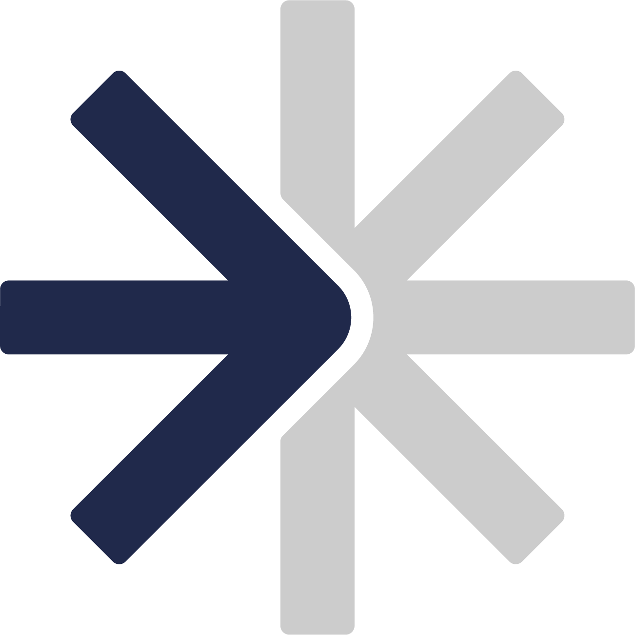 The Emanate Logo - a starburst graphic stylised with an arrow pointing to the right, in dark blue and light grey colours.