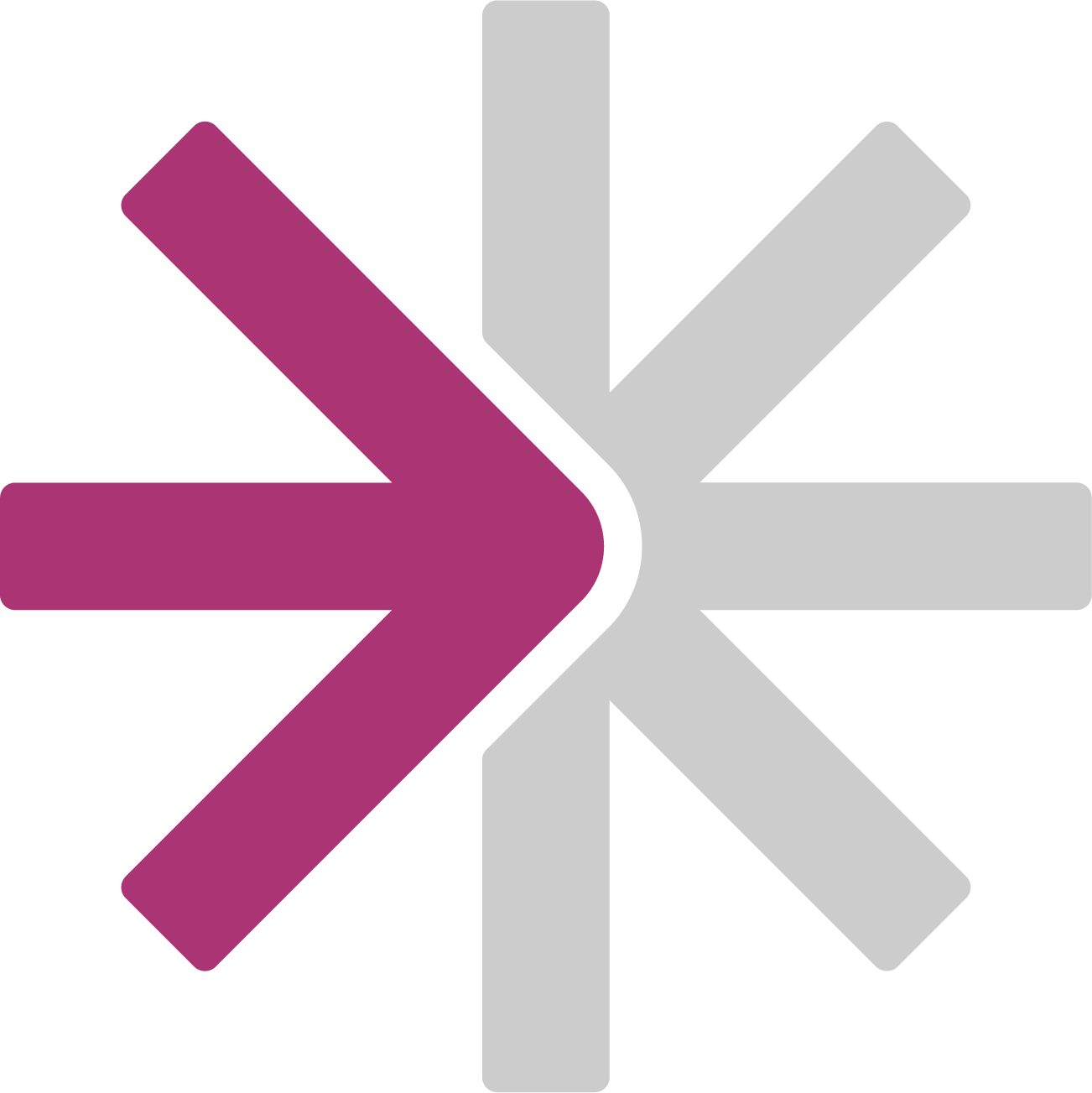 The Emanate Logo - a starburst graphic stylised with an arrow pointing to the right, in purple and light grey colours.