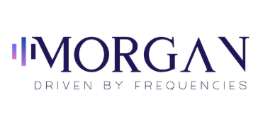Logo de Morgan, une entreprise de technologies acoustiques, avec le slogan « Driven by Frequencies ».