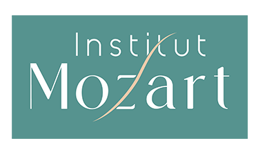 Logo de l'Institut Mozart avec un fond vert foncé et le nom en texte blanc