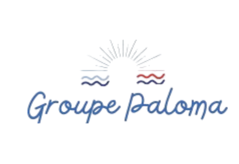 Logo du Groupe Paloma avec soleil stylisé et vagues