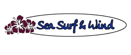 Logo avec des hibiscus pour 'Sea Surf & Wind'