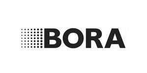 "BORA" logo with dot design on the left side.