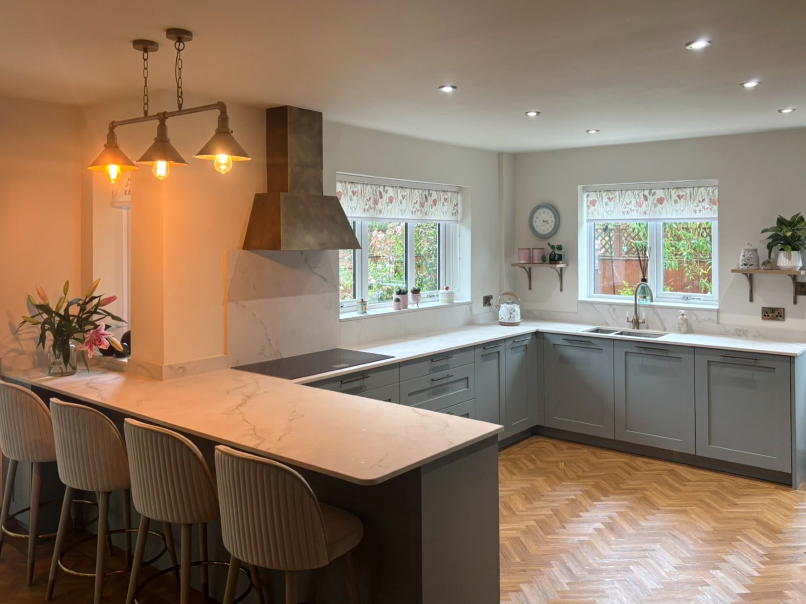Light Blue-Green Shaker Kitchen in Cleethorpes