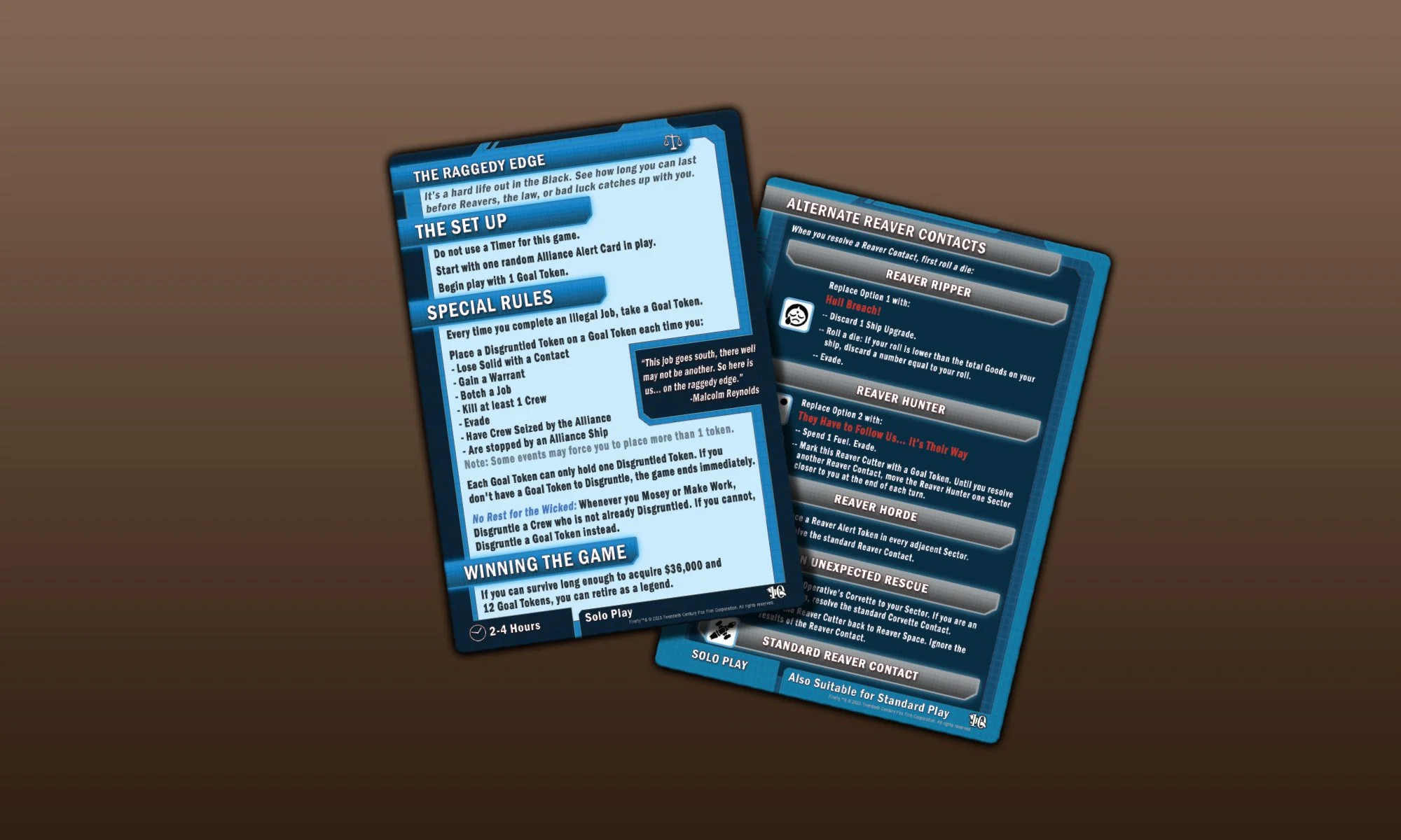 Firefly: the Game stretch goals solo cards