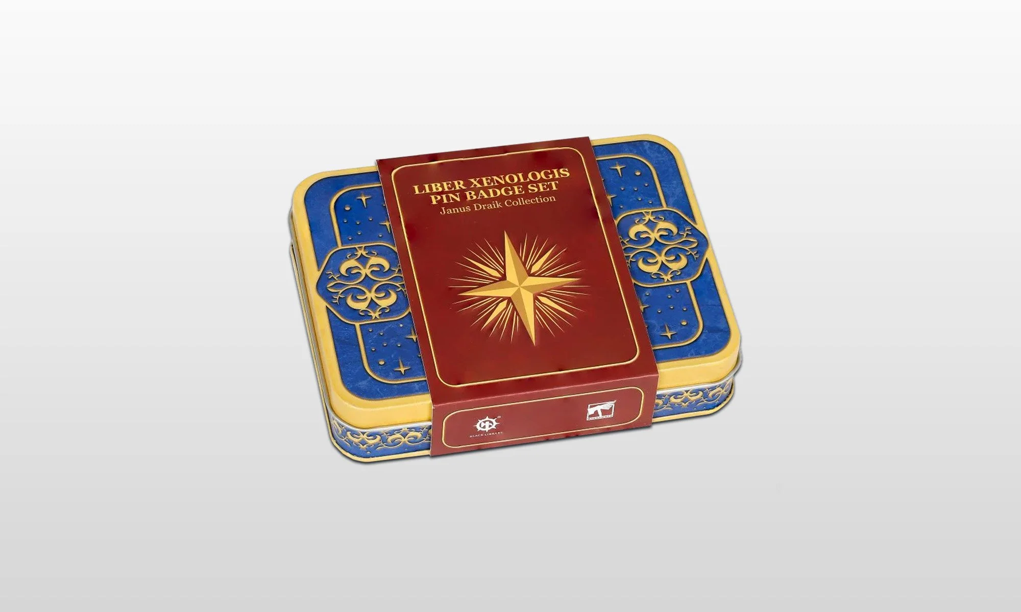 Liber Xenologis pin badge set packaging