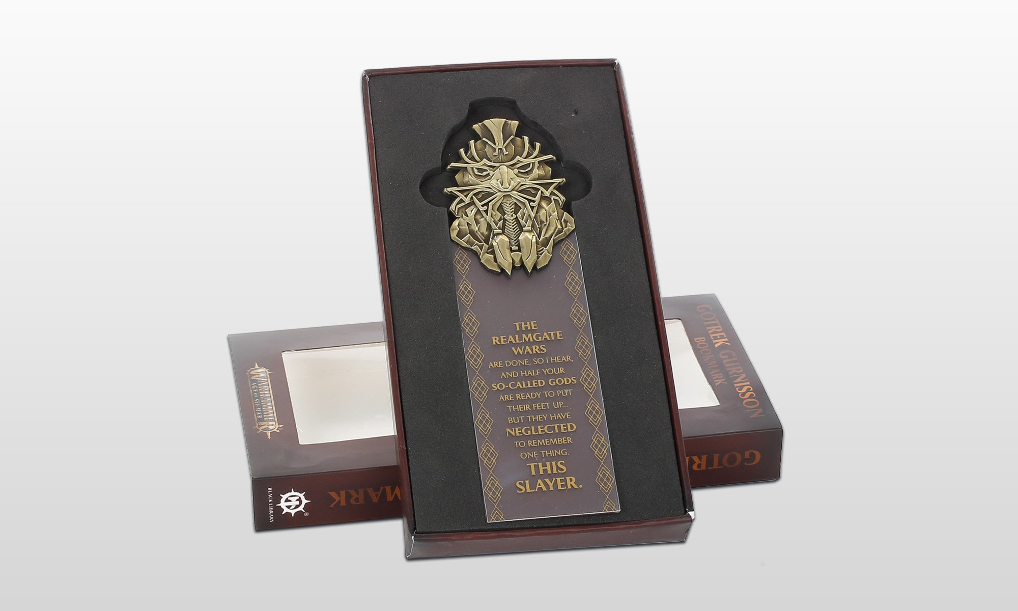 Gotrek Gurnisson metal bookmark with packaging