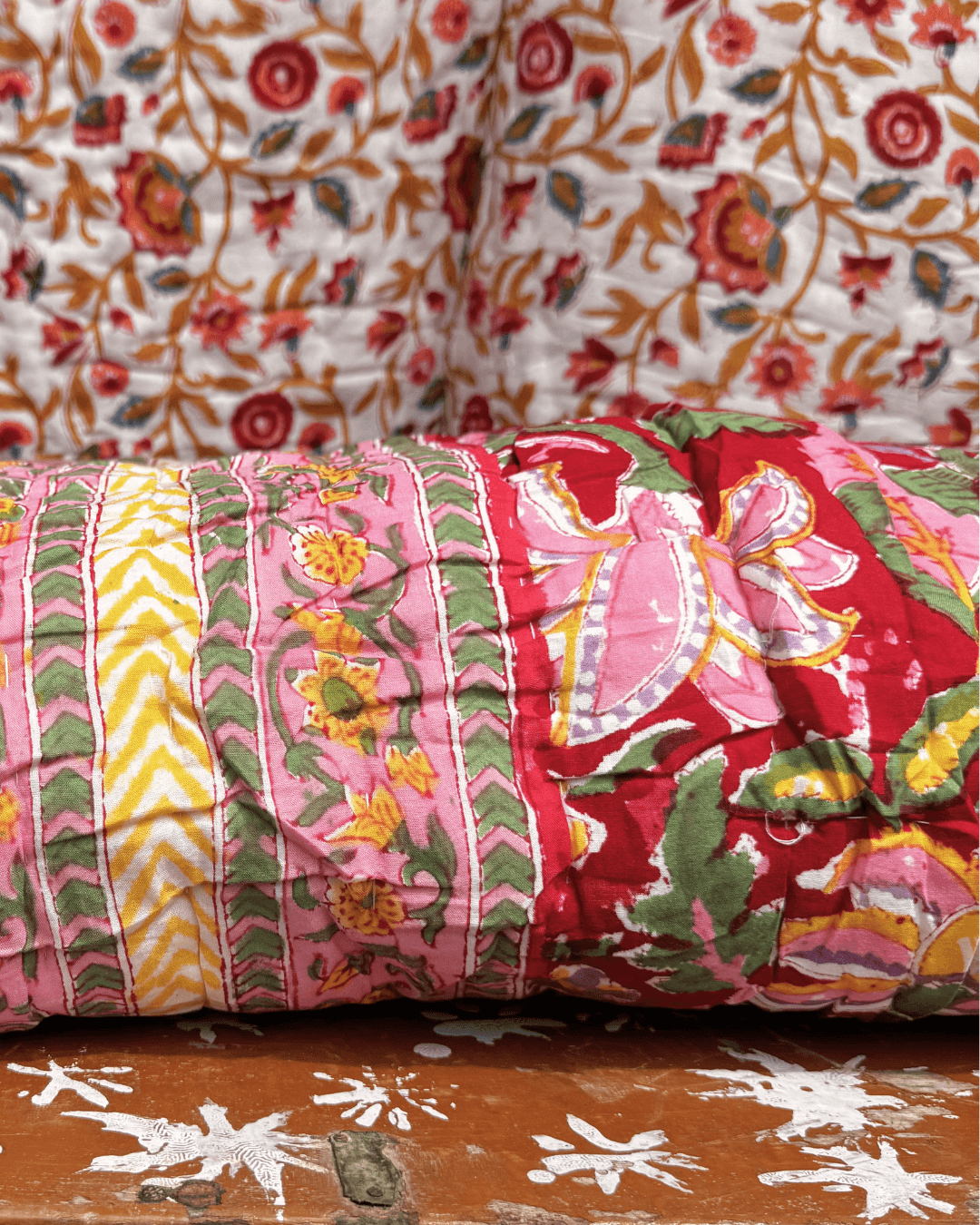 block printed cotton filled quilt