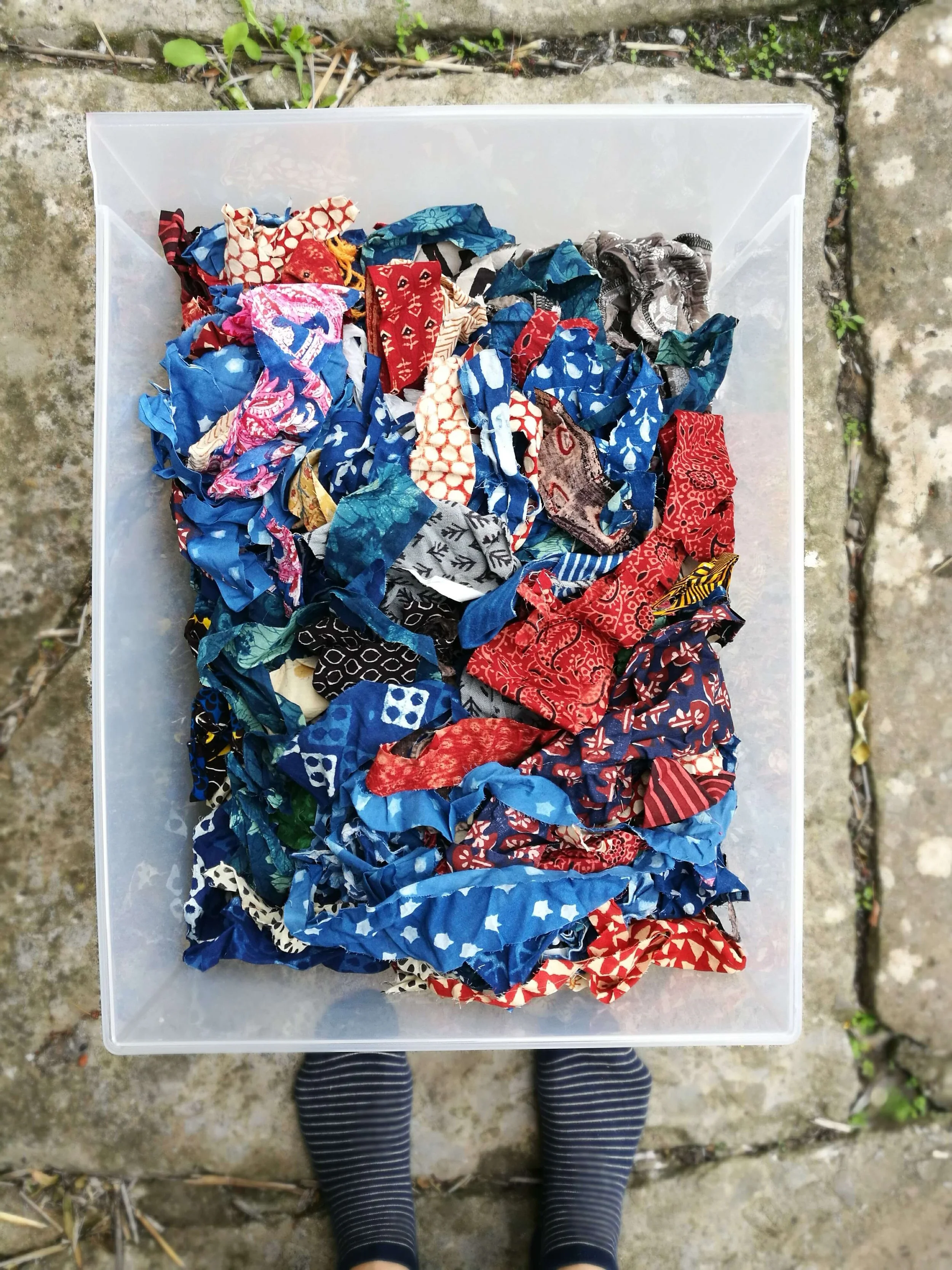 block print scrap bags