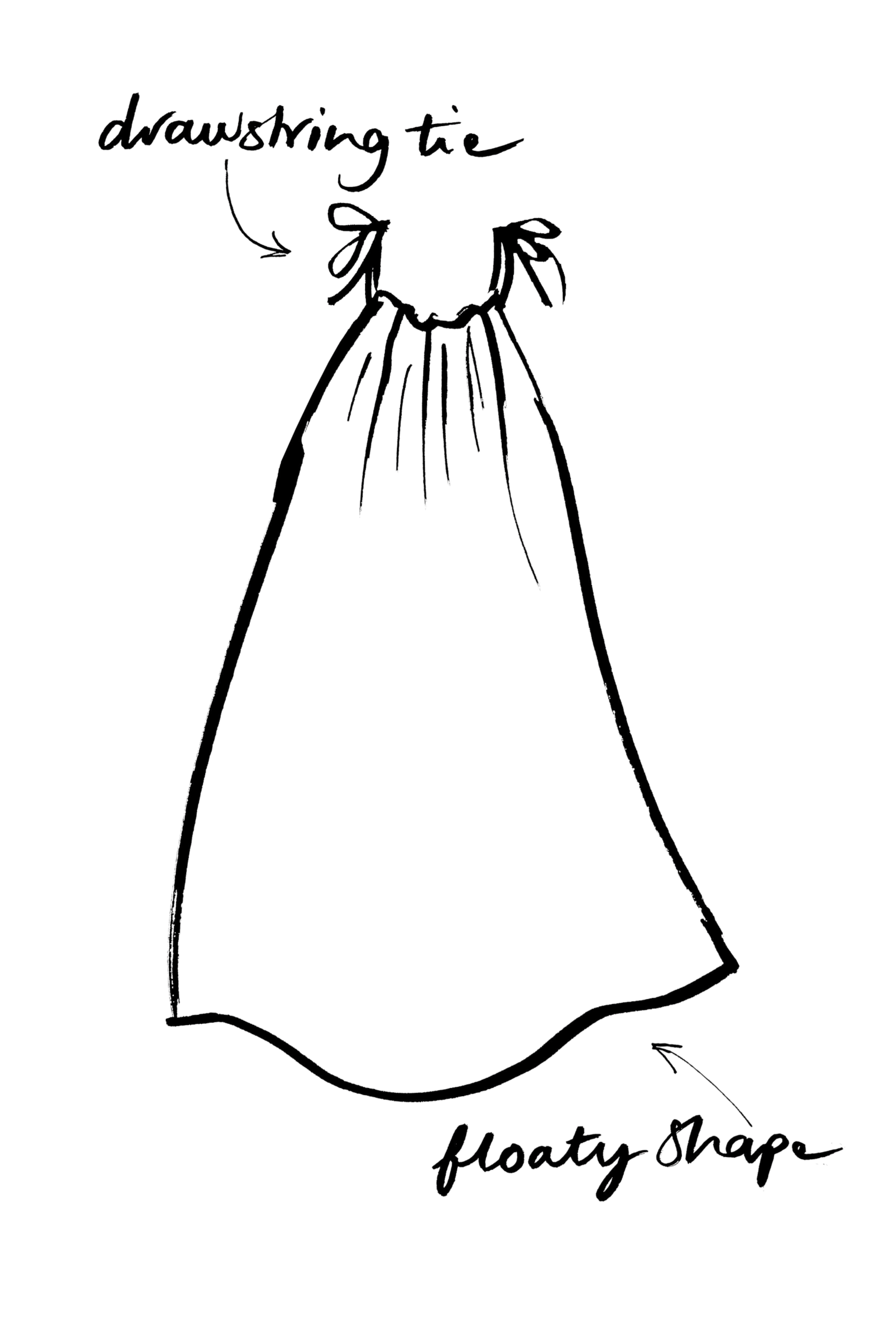 Outline of a crab with handwritten text pointing to it saying "dawning tie." Below, there are faint words "floating shape."