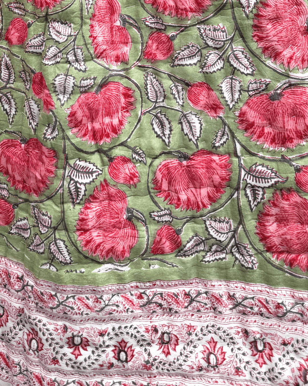 block printed cotton filled quilt