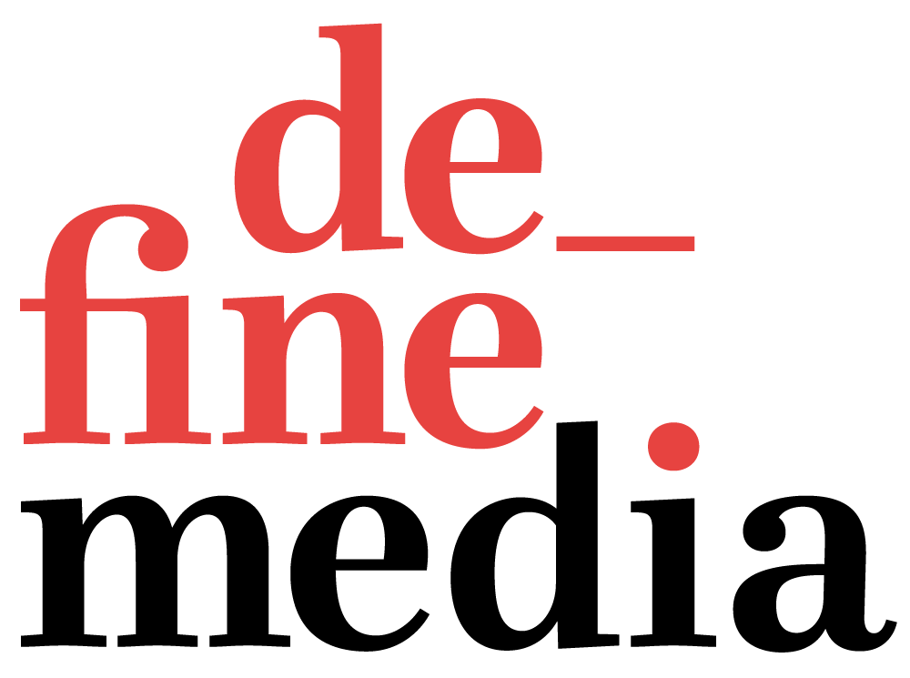 Der Text 'de_fine.' in roter Schrift auf schwarzem Hintergrund.