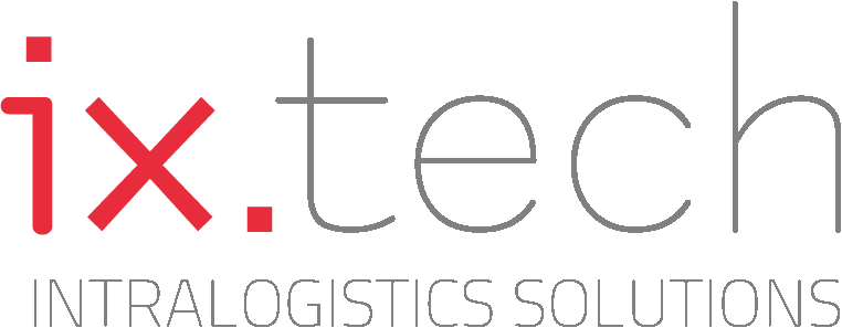 Logo mit der Bezeichnung 'ix.tech' und dem Slogan 'INTRALOGISTICS SOLUTIONS'.