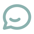 A speech bubble icon with a smiling face inside