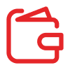 Icon of a red wallet with a G on it.