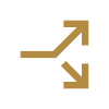 An icon with an upward and rightward arrow intersecting with a downward and leftward arrow.