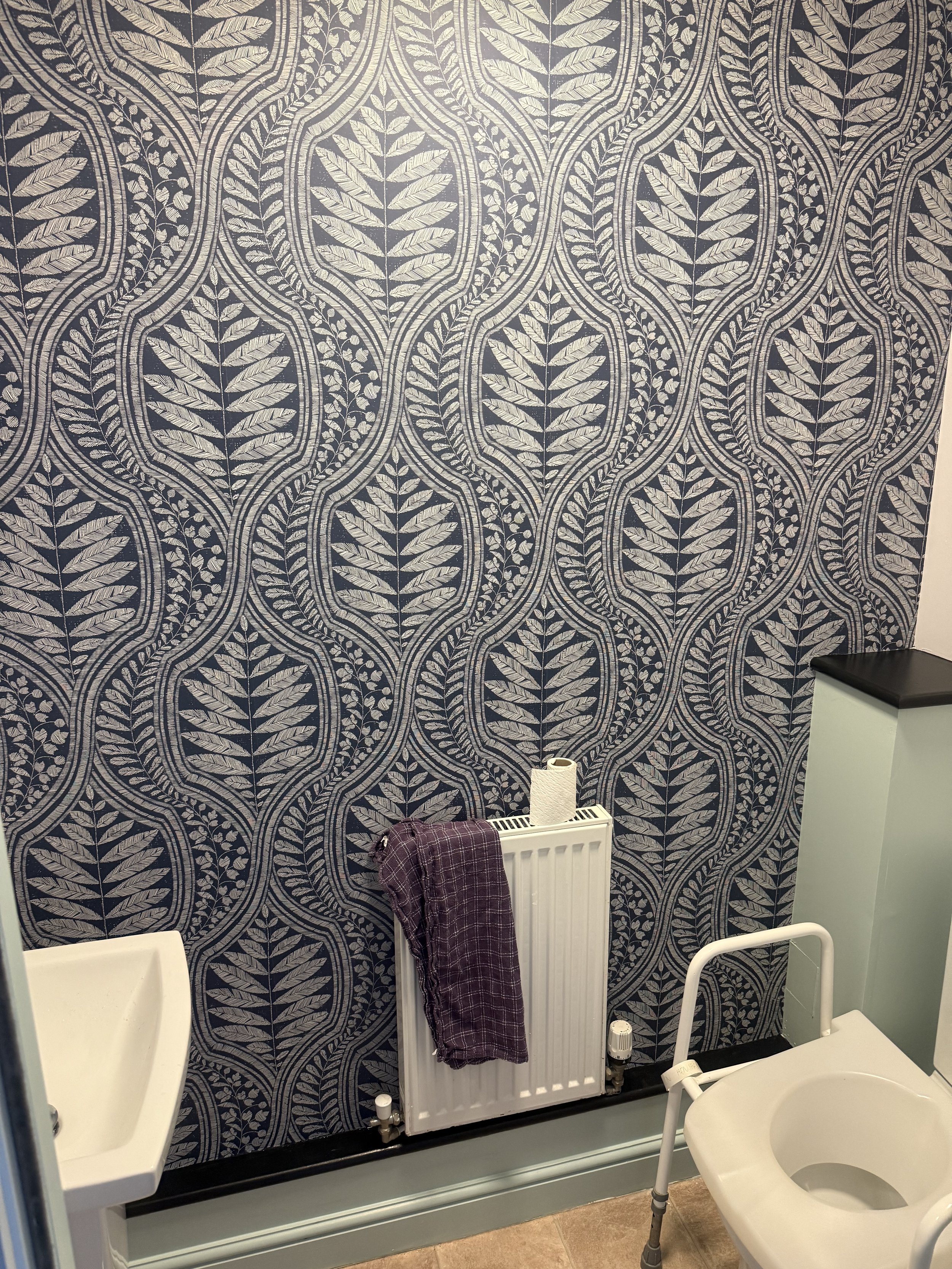 wc feature wall wallpaper installation project in Chesterfield