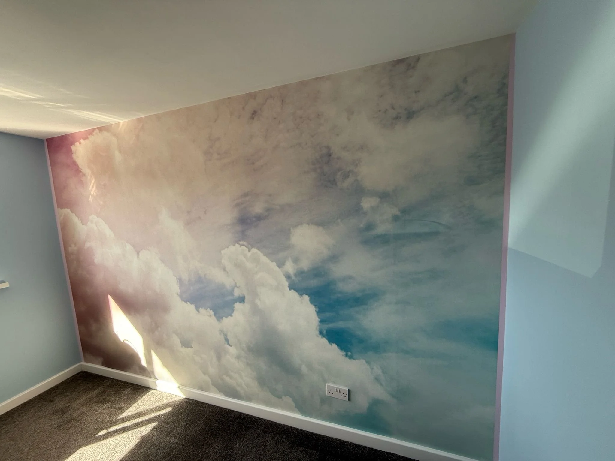 Bedroom wallpaper mural installation project in Chesterfield