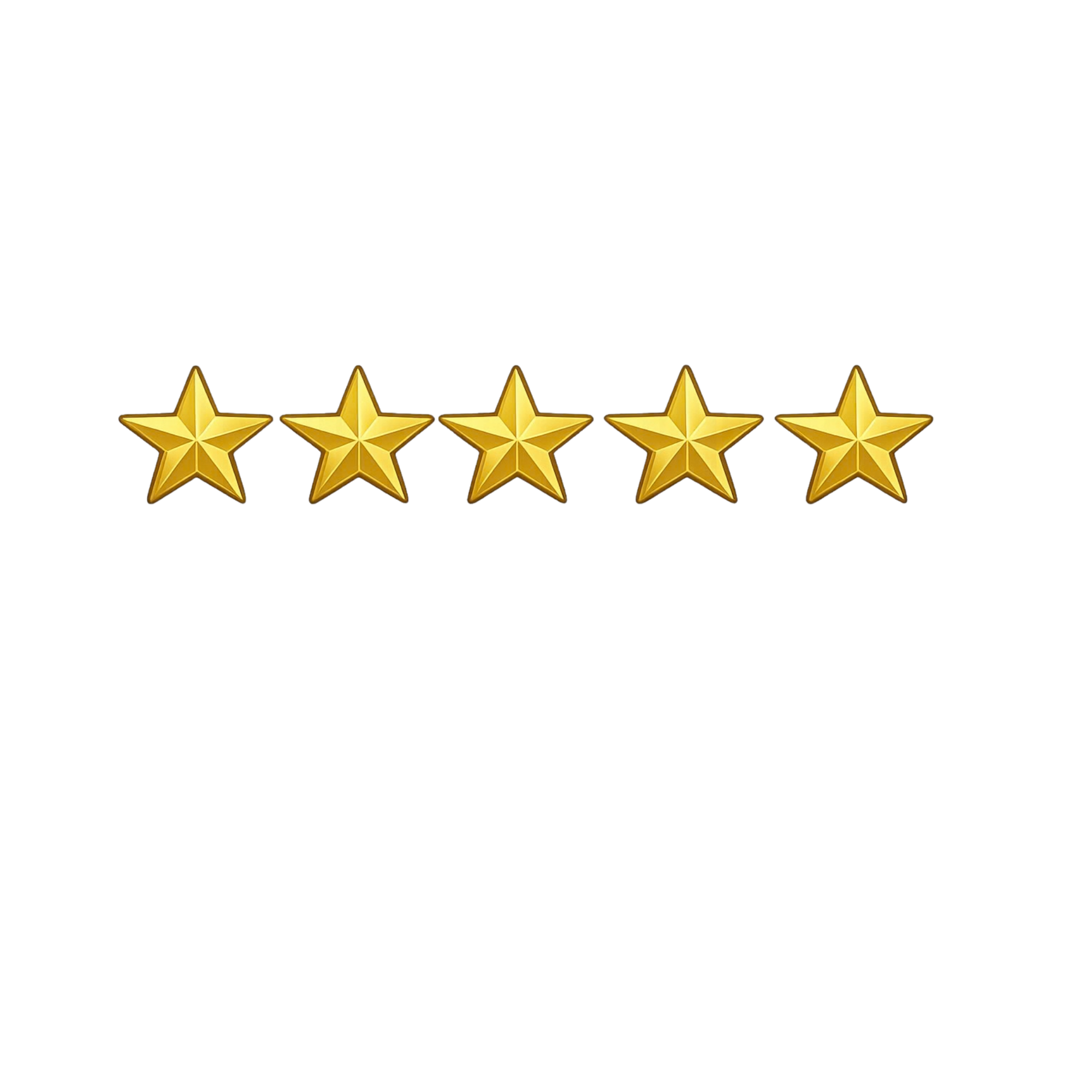 Five gold stars aligned horizontally on a black background.