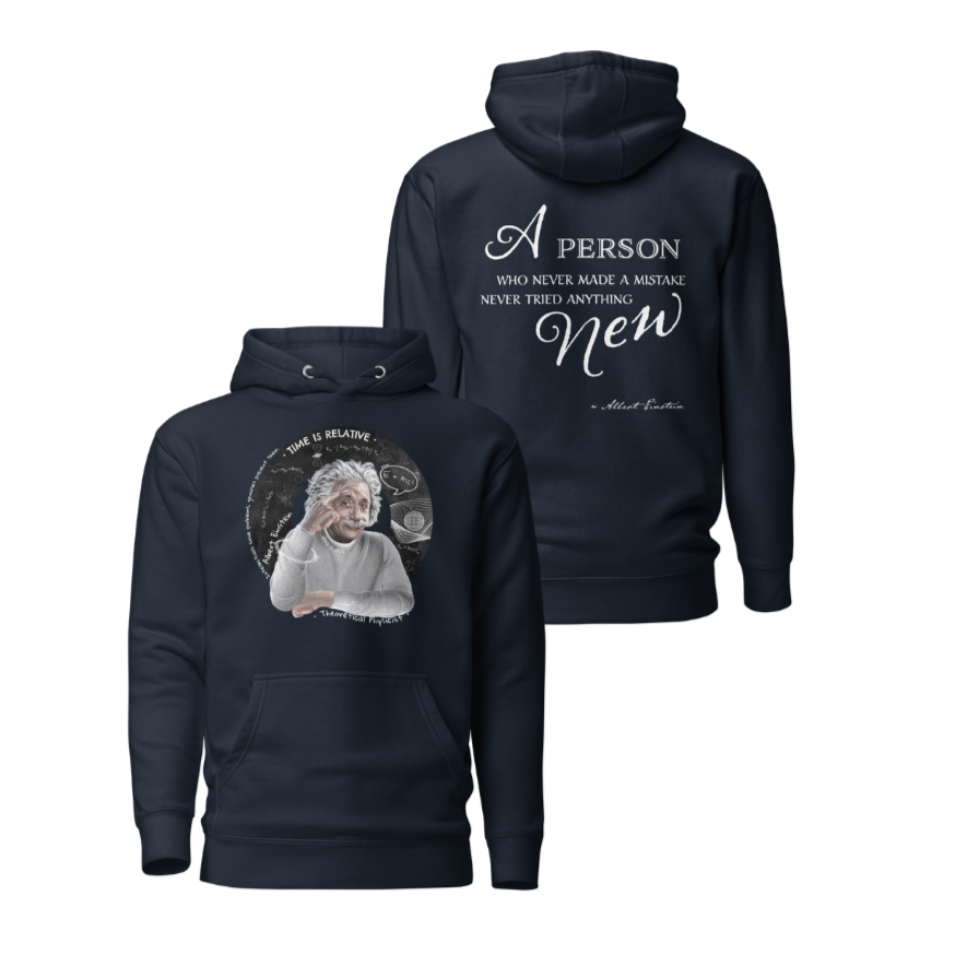 Threads of Knowledge hoodies with graphics on the front and back. Hoodies with paragons, heroes, and icons like Einstein, Tesla, Buddha, Jung, Lovelace, Socrates, Aurelius, and Thoth.