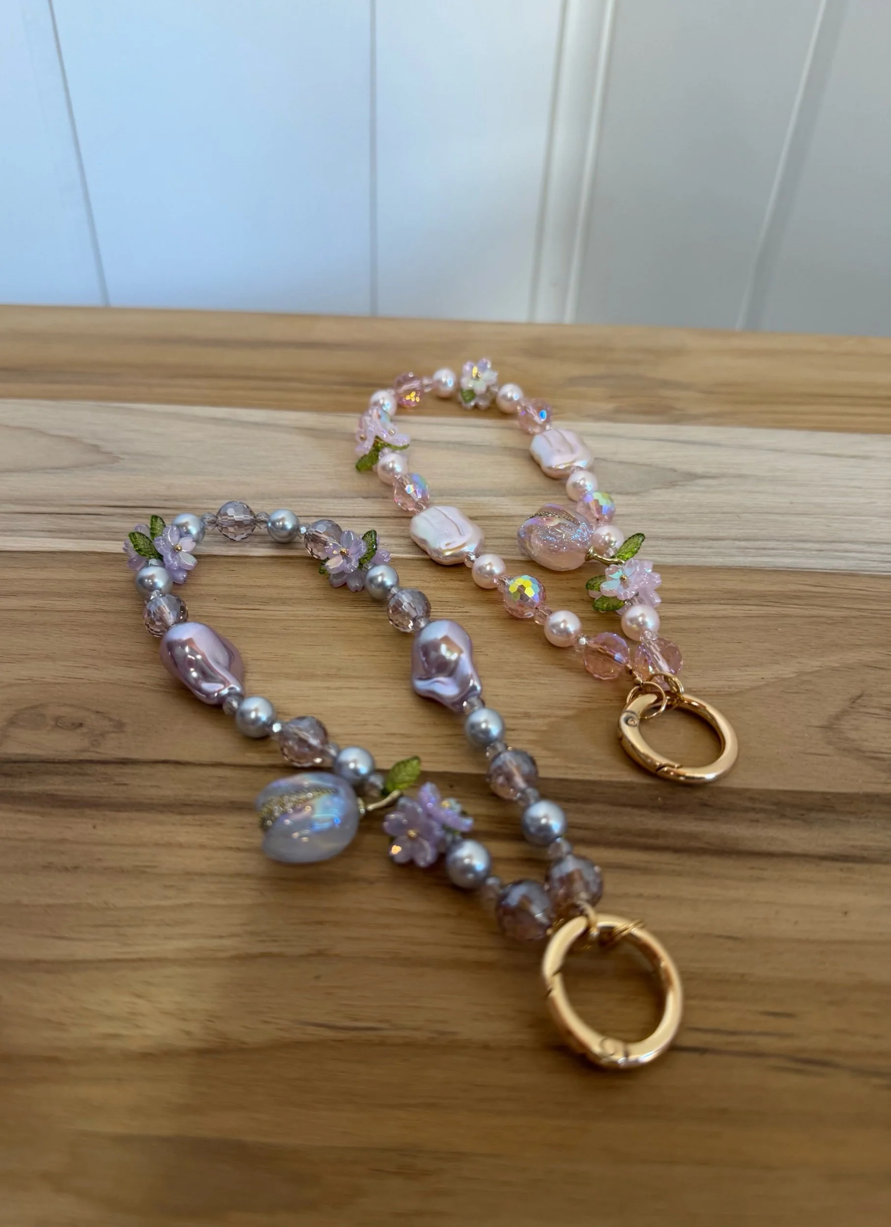 Flower Beaded Bag Charm