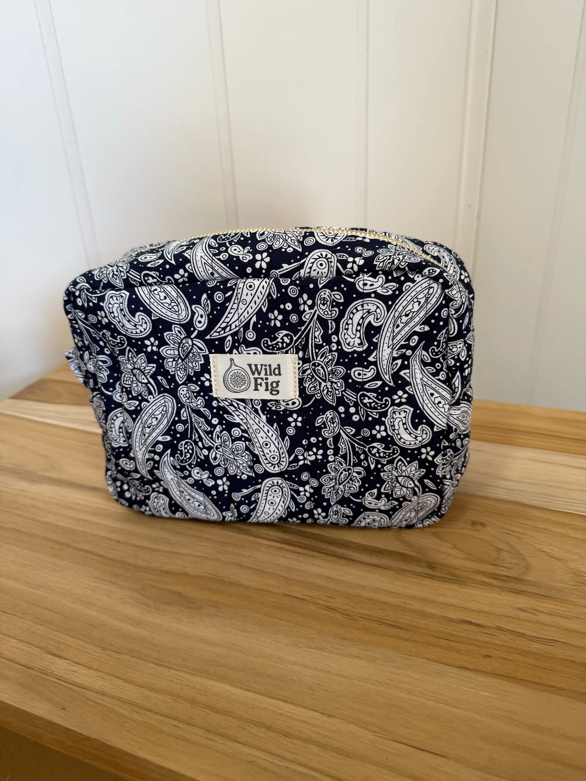 Paisley Cosmetic Bag- Navy