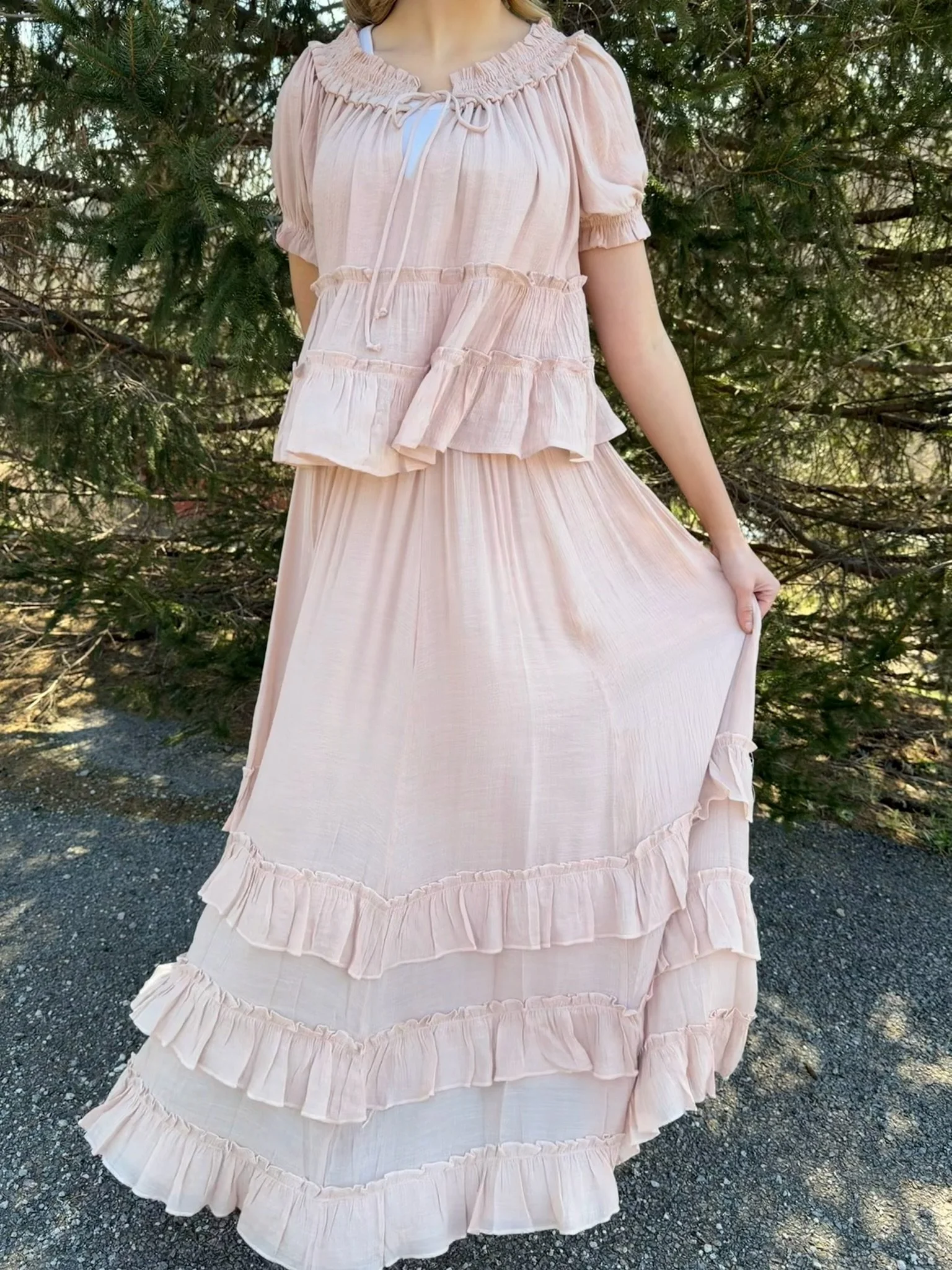 Flowy Tiered Ruffle Maxi Skirt