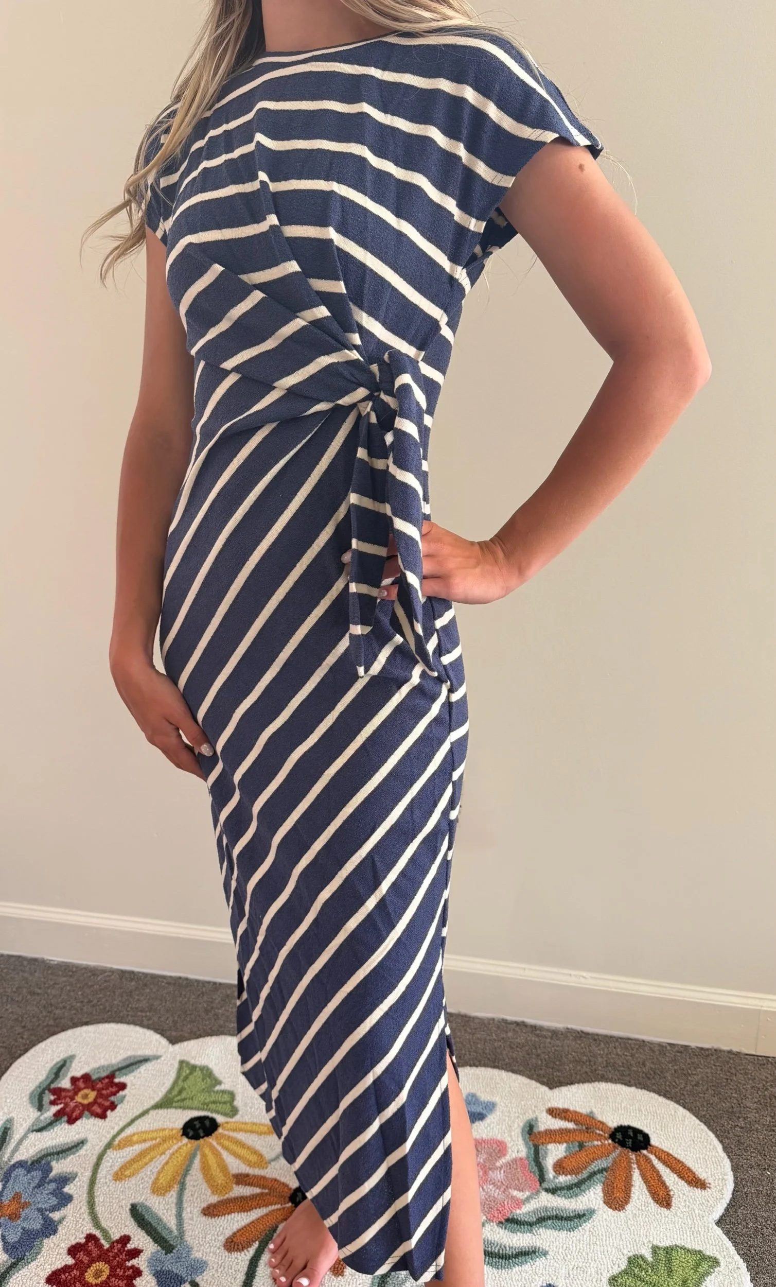 Navy Striped Maxi Dress