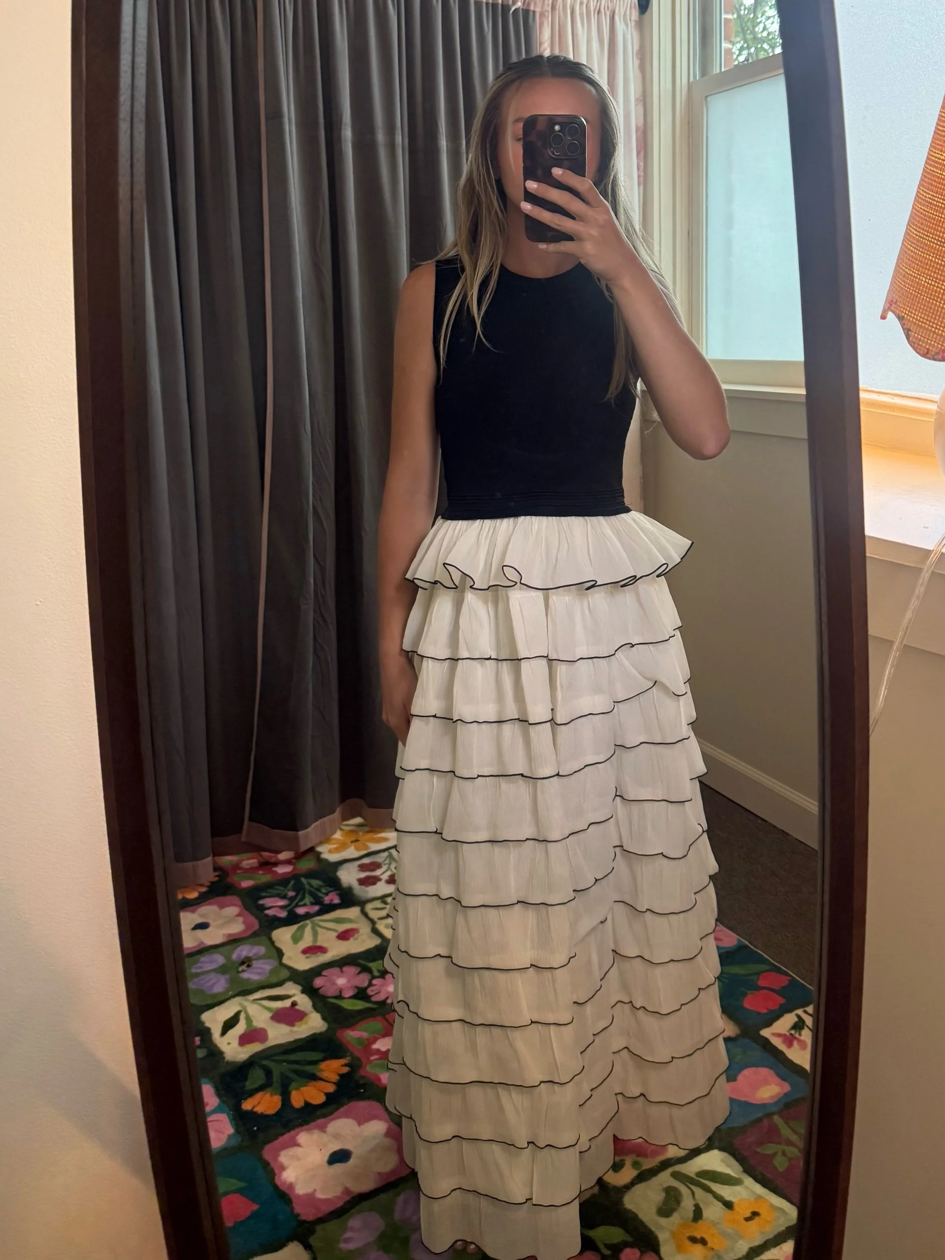 Black Rib Tiered Maxi Dress