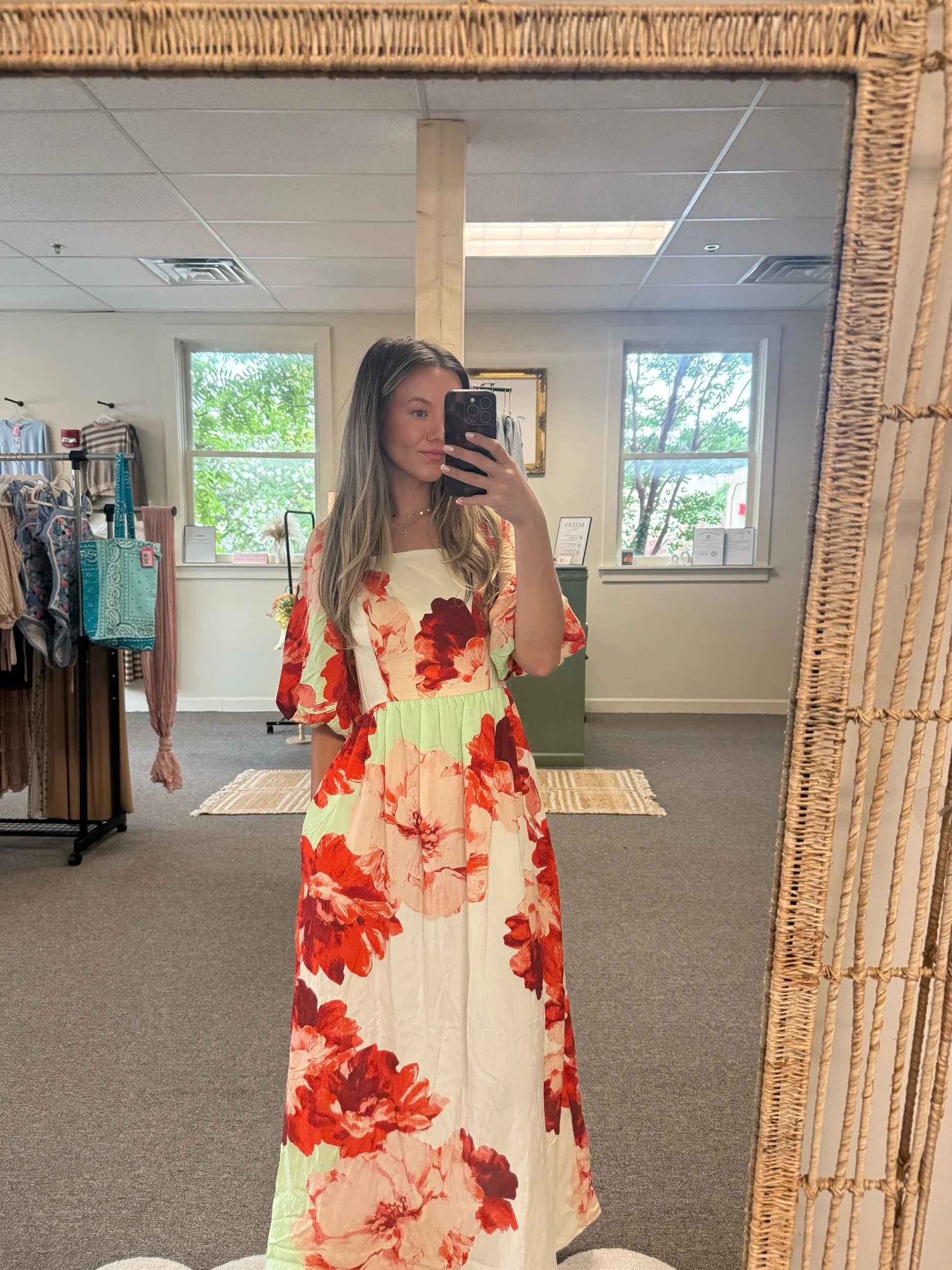 Pistachio Blossom Maxi Dress